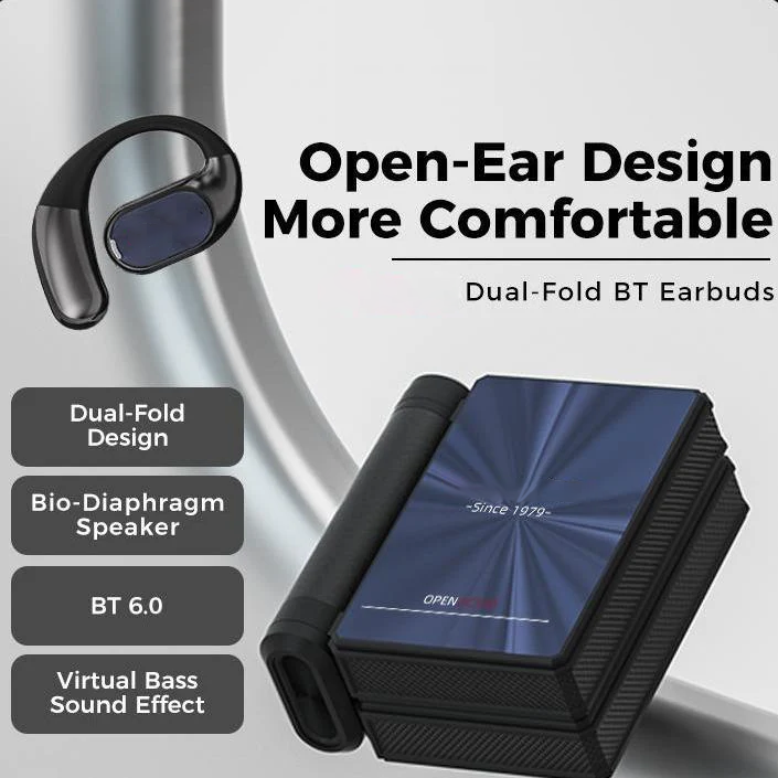 🔥 50% RABATT | Faltbare Open-Ear Bluetooth Kopfhörer 🎧 145h Akku, IPX5 wasserdicht für Sport & Alltag