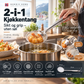 🍳 2‑i‑1 filterskje med tang – rustfritt stål, 29×10 cm, langt håndtak. Fjerner mat og olje trygt! ✨🔥