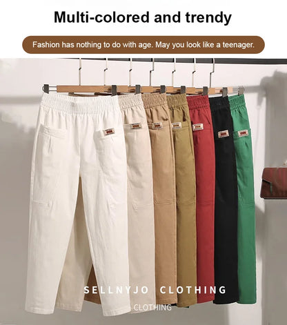 🏆Saison-Verkauf🏆Elastische Baumwollhose mit Taille für Frauen
