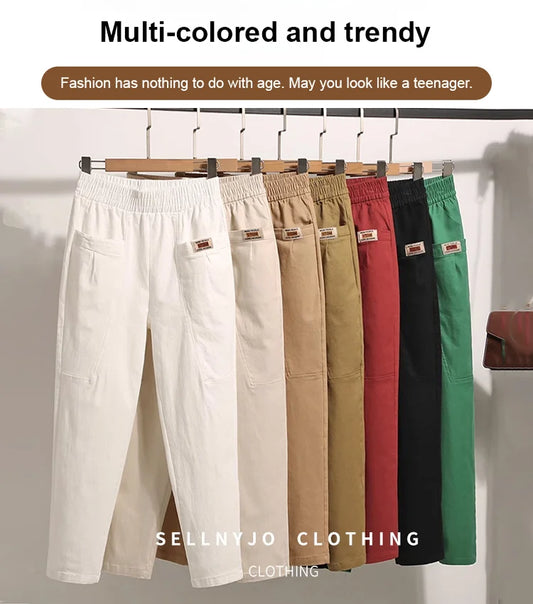 🏆Saison-Verkauf🏆Elastische Baumwollhose mit Taille für Frauen