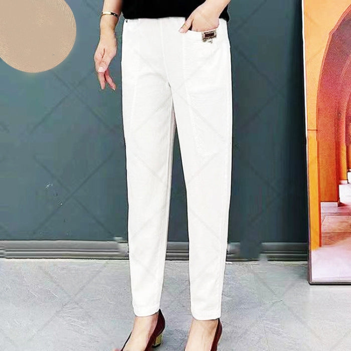 🏆Saison-Verkauf🏆Elastische Baumwollhose mit Taille für Frauen