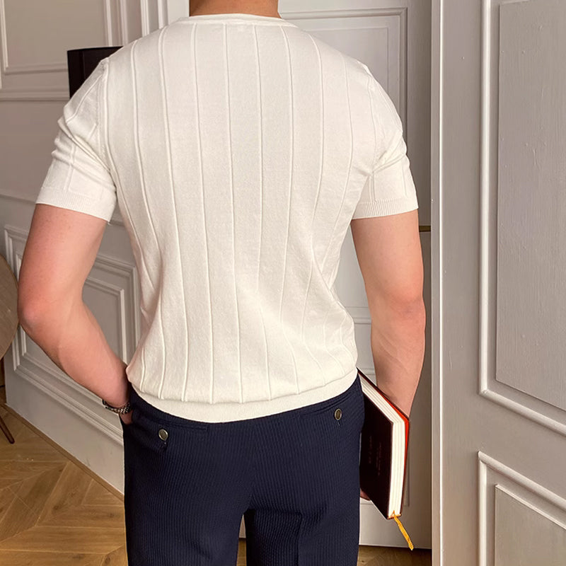 🧶 48% RABATT! Herren-Kurzarmpullover mit Rundhals & Twist-Muster – Modern, Vielseitig & Hochwertig 🧥