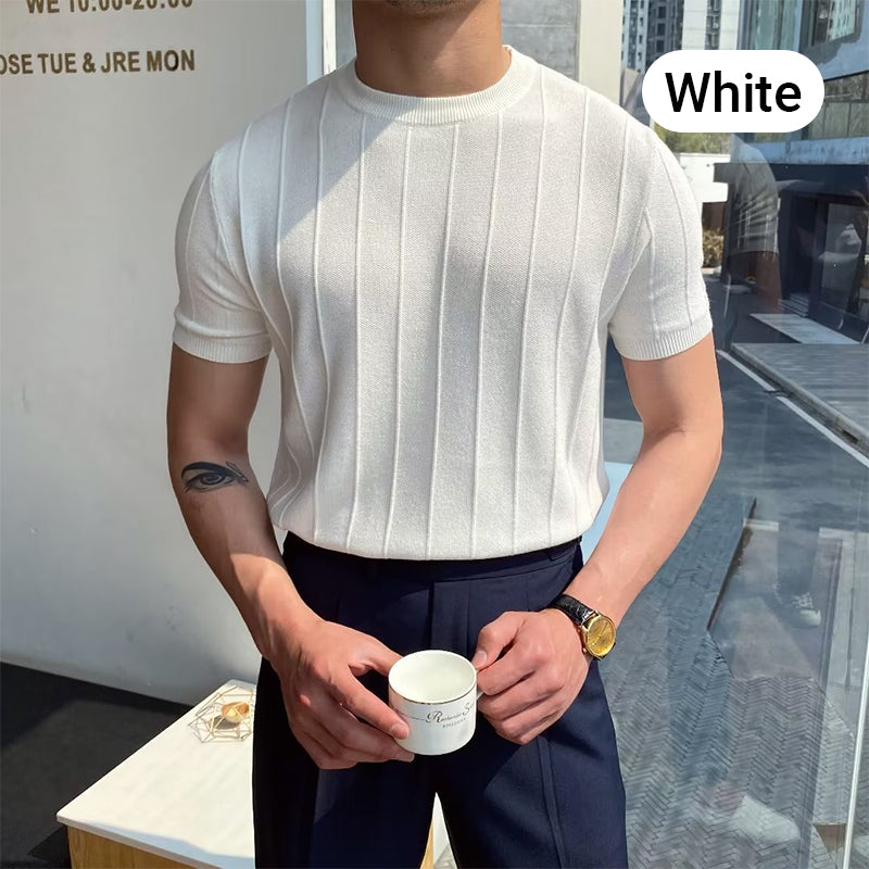🧶 48% RABATT! Herren-Kurzarmpullover mit Rundhals & Twist-Muster – Modern, Vielseitig & Hochwertig 🧥