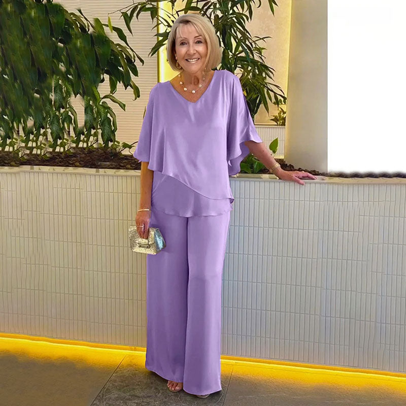 💥Sommer-Bestseller💃Zweiteiliges Set aus doppellagigem Stoff in großen Größen für Damen | Lässig, modisch und bequem