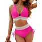 🔥 NUR NOCH HEUTE SPEZIALPREIS 27,99 €! 👙 Hochtailliertes Bikini Set mit Regenbogenwellen-Bund – Bauchkontrolle, Halter V-Ausschnitt, seitliche Zugbänder für Strand & Pool