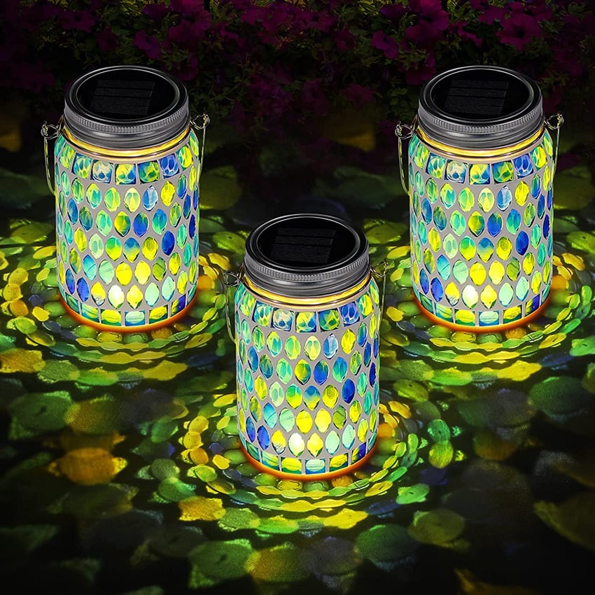 🌈 50 % RABATT FÜR BEGRENZTE ZEIT! 💝 Wasserdichte Solar Laterne im Mosaik-Glas Design – Automatische LED Nachtleuchte für Garten, Terrasse, Balkon & Camping