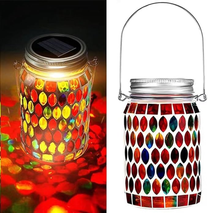 🌈 50 % RABATT FÜR BEGRENZTE ZEIT! 💝 Wasserdichte Solar Laterne im Mosaik-Glas Design – Automatische LED Nachtleuchte für Garten, Terrasse, Balkon & Camping