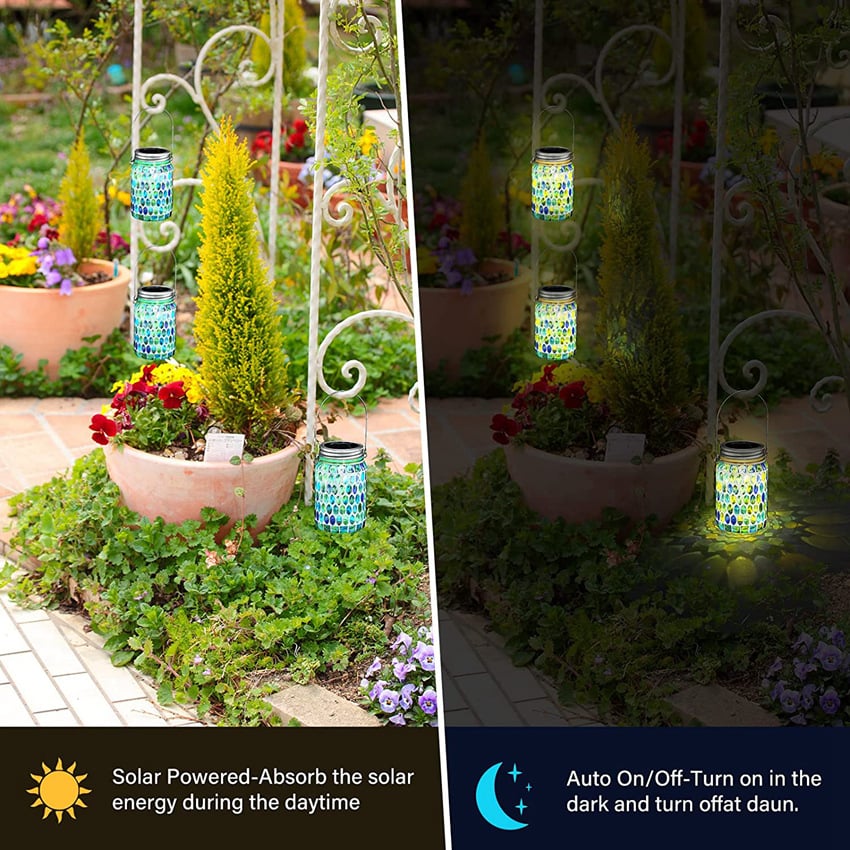 🌈 50 % RABATT FÜR BEGRENZTE ZEIT! 💝 Wasserdichte Solar Laterne im Mosaik-Glas Design – Automatische LED Nachtleuchte für Garten, Terrasse, Balkon & Camping