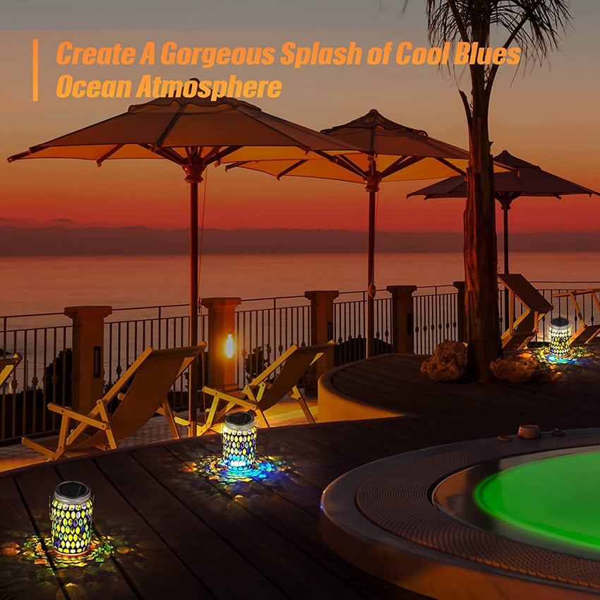🌈 50 % RABATT FÜR BEGRENZTE ZEIT! 💝 Wasserdichte Solar Laterne im Mosaik-Glas Design – Automatische LED Nachtleuchte für Garten, Terrasse, Balkon & Camping