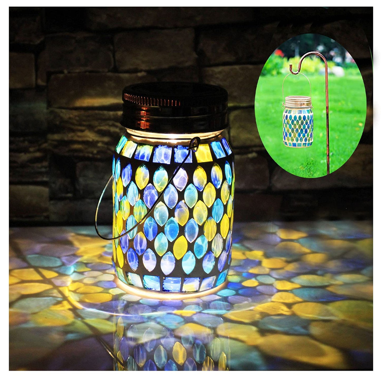 🌈 50 % RABATT FÜR BEGRENZTE ZEIT! 💝 Wasserdichte Solar Laterne im Mosaik-Glas Design – Automatische LED Nachtleuchte für Garten, Terrasse, Balkon & Camping