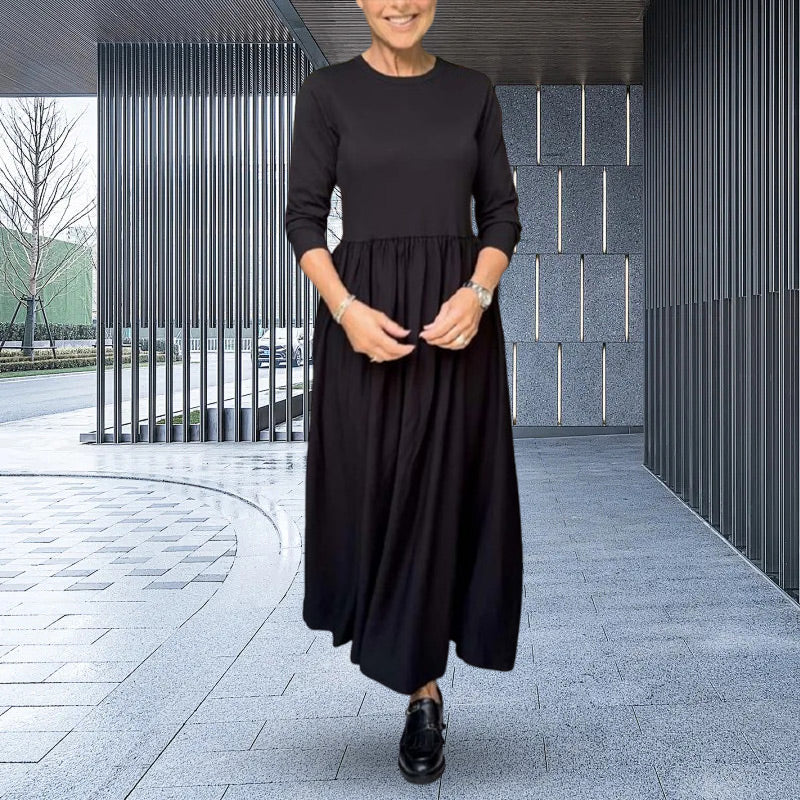 Fließendes Midikleid aus Strick mit vollen Ärmeln