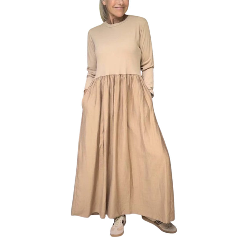 Fließendes Midikleid aus Strick mit vollen Ärmeln