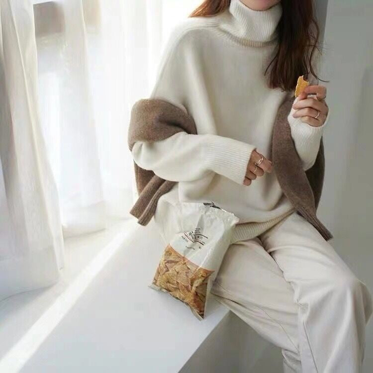 Hochgeschlossener, wattierter Pullover mit Schlabberlook