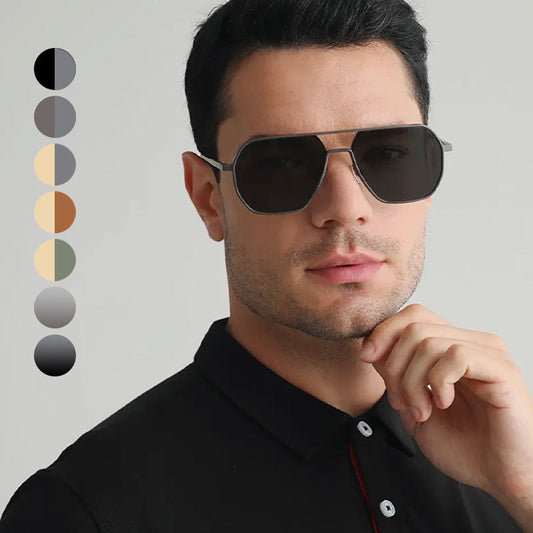Sonnenbrille mit unregelmäßigem Rahmen und polarisierten Gläsern mit UV-Schut