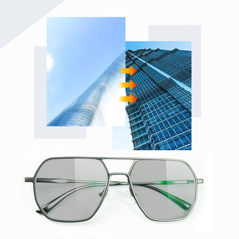 Sonnenbrille mit unregelmäßigem Rahmen und polarisierten Gläsern mit UV-Schut