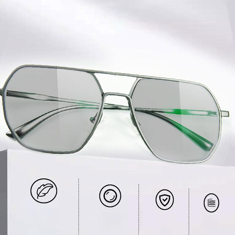 Sonnenbrille mit unregelmäßigem Rahmen und polarisierten Gläsern mit UV-Schut