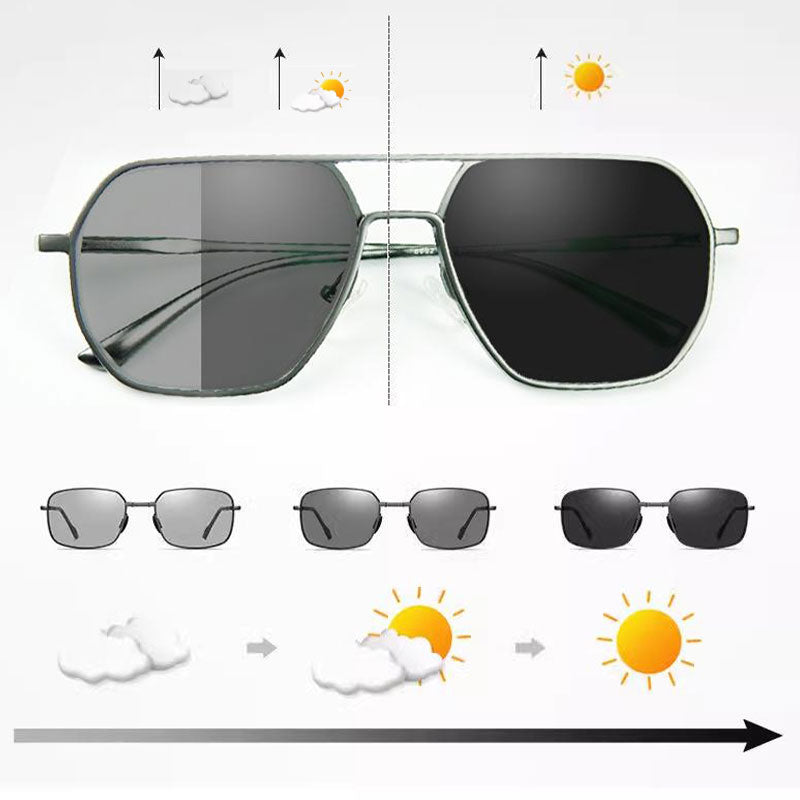 Sonnenbrille mit unregelmäßigem Rahmen und polarisierten Gläsern mit UV-Schut