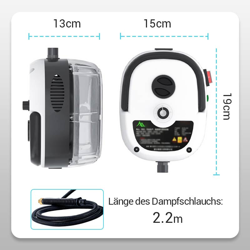 🧹 LIMITIERTER 57% RABATT! 2500W Hochdruck-Dampfreiniger mit 1L Glas-Wasserbehälter – Chemiefreie Hochtemperaturreinigung für Küche, Bad und Haushalt