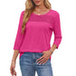 💕Kaufen Sie zwei Stücke mit 5% Rabatt👚Damen T-Shirt mit Faltendetails und 3/4-Ärmeln im lässigen Stil🌞