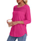 💕Kaufen Sie zwei Stücke mit 5% Rabatt👚Damen T-Shirt mit Faltendetails und 3/4-Ärmeln im lässigen Stil🌞