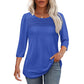 💕Kaufen Sie zwei Stücke mit 5% Rabatt👚Damen T-Shirt mit Faltendetails und 3/4-Ärmeln im lässigen Stil🌞