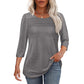 💕Kaufen Sie zwei Stücke mit 5% Rabatt👚Damen T-Shirt mit Faltendetails und 3/4-Ärmeln im lässigen Stil🌞
