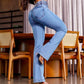 👖💕 Stretch-Schlagjeans mit hohem Bund – Perfekt für den Frühling! ✨ Bequem, schlank, nachhaltig 👖 Ideal für Alltag & Freizeit.