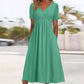 ⏰ Nur noch heute 50% Rabatt! 👗 Damen Midikleid mit V-Ausschnitt & kurzen Ärmeln, geraffter Taile, praktische Taschen, fließender weicher Stoff in 4 Farben für Alltag, Urlaub & Café ✨