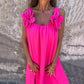 👗 Figurfreundliches Sommer-Maxikleid ✨ Lockerer A-Linien-Schnitt mit Blumenapplikationen & Trägern