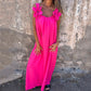 👗 Figurfreundliches Sommer-Maxikleid ✨ Lockerer A-Linien-Schnitt mit Blumenapplikationen & Trägern