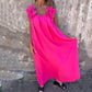 👗 Figurfreundliches Sommer-Maxikleid ✨ Lockerer A-Linien-Schnitt mit Blumenapplikationen & Trägern