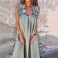 👗 Figurfreundliches Sommer-Maxikleid ✨ Lockerer A-Linien-Schnitt mit Blumenapplikationen & Trägern
