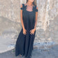 👗 Figurfreundliches Sommer-Maxikleid ✨ Lockerer A-Linien-Schnitt mit Blumenapplikationen & Trägern