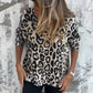 Damen Leopard Print Rundhalsausschnitt Stretch Top