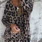 Damen Leopard Print Rundhalsausschnitt Stretch Top