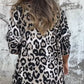 Damen Leopard Print Rundhalsausschnitt Stretch Top
