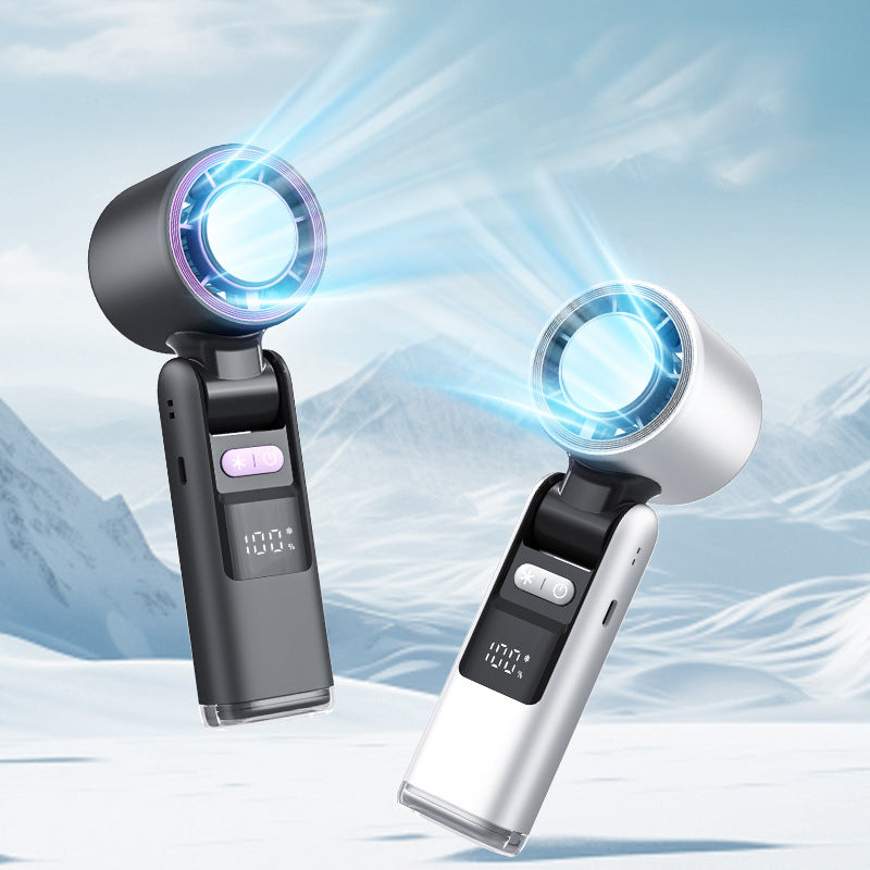 ❄️ SOMMERAKTION -50% NUR KURZE ZEIT! 🧊 Mini Handventilator mit Eiskühlfunktion – 4000mAh Akku, kompakt 183mm, 3 Farben Grau/Rosa/Weiß für Strand, Büro & Unterwegs