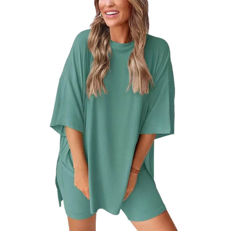 🔥 Letzter Tag! 57% Rabatt 2-teiliges Damen Sommer Set 🩳 Lockeres Oversize-Shirt + Shorts