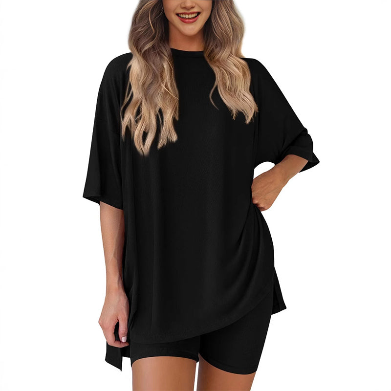🔥 Letzter Tag! 57% Rabatt 2-teiliges Damen Sommer Set 🩳 Lockeres Oversize-Shirt + Shorts