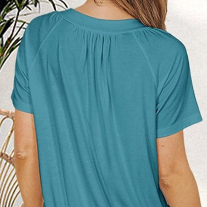 🌸Muttertagsaktion 50% Rabatt🌸Lässiges Damen-Top mit plissiertem V-Ausschnitt und kurzen Ärmeln