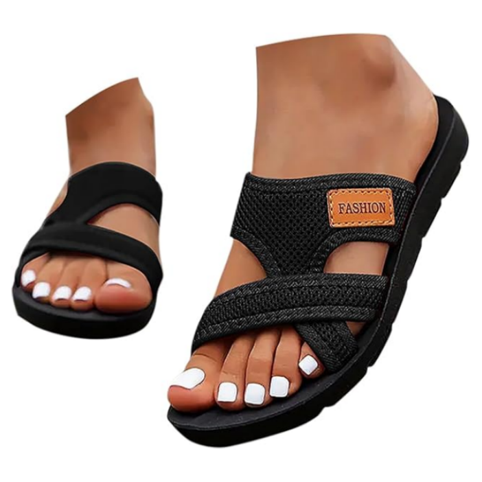 🔥Bequeme Damen-Sandalen mit flacher Sohle – Offene Zehenpartie, atmungsaktives Mesh für breite Füße im Sommer💖