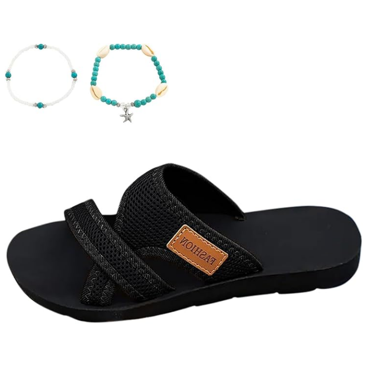 🔥Bequeme Damen-Sandalen mit flacher Sohle – Offene Zehenpartie, atmungsaktives Mesh für breite Füße im Sommer💖
