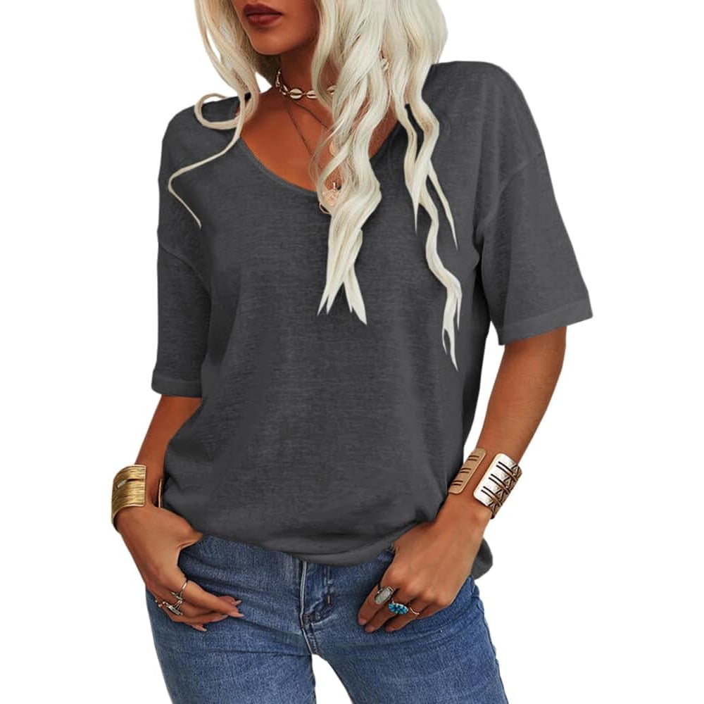 👕🔥 Unifarbenes Damen-T-Shirt mit V-Ausschnitt – 50% RABATT! Weich, atmungsaktiv & perfekt für Alltag, Büro & Freizeit 🌿
