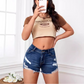 🌞 FRÜHLINGSERWACHEN – 50% RABATT! 🏖️ High-Waist Ripped Jeans-Shorts Curve-Chic – Super-Stretch Denim, Vintage Destroyed Look mit ausgefransten Säumen