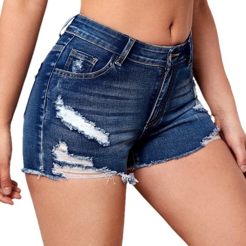 🌞 FRÜHLINGSERWACHEN – 50% RABATT! 🏖️ High-Waist Ripped Jeans-Shorts Curve-Chic – Super-Stretch Denim, Vintage Destroyed Look mit ausgefransten Säumen