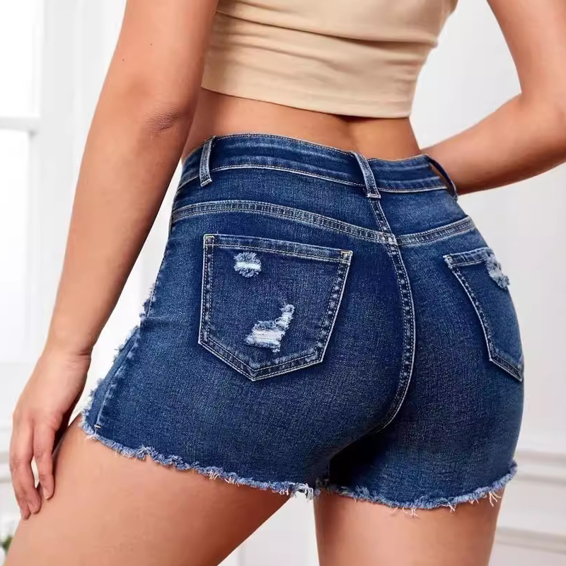 🌞 FRÜHLINGSERWACHEN – 50% RABATT! 🏖️ High-Waist Ripped Jeans-Shorts Curve-Chic – Super-Stretch Denim, Vintage Destroyed Look mit ausgefransten Säumen