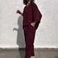 Lässiges, locker sitzendes Zweiteiler-Set aus Oberteil und Hose mit V-Ausschnitt für Damen