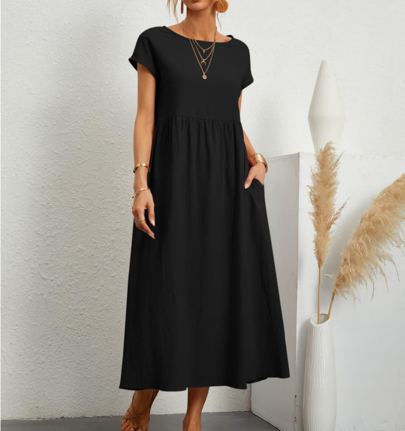 👗✨ 50% RABATT! Einfarbiges, ärmelloses, lockeres Taschenkleid aus Baumwolle – Leicht, lässig & perfekt für den Sommer 🌞