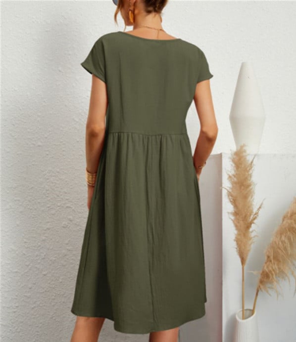 👗✨ 50% RABATT! Einfarbiges, ärmelloses, lockeres Taschenkleid aus Baumwolle – Leicht, lässig & perfekt für den Sommer 🌞