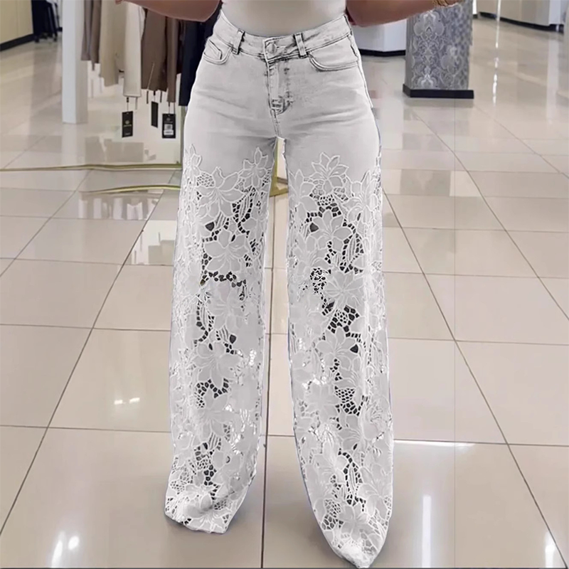 💃Sommer-Hot-Sale - 50% Rabatt🌸Gespleißte Jeans mit Spitze👖